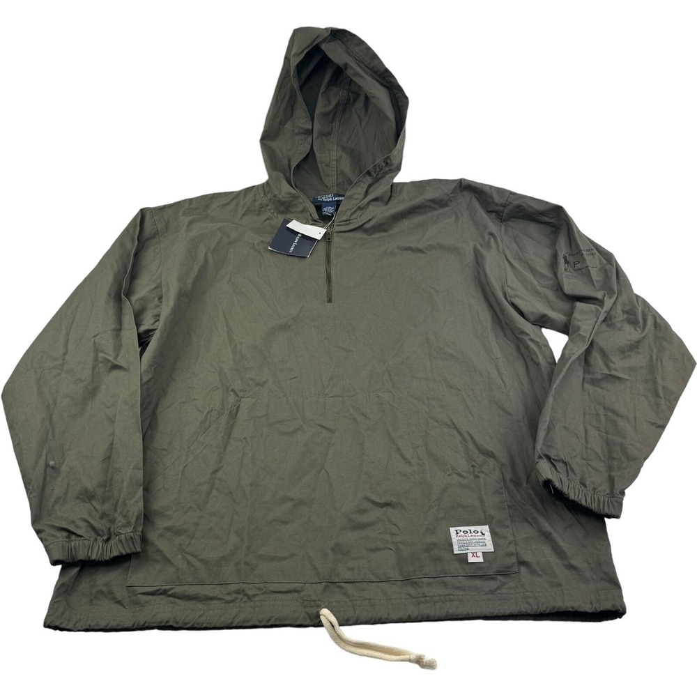 VTG NWT DS Polo Ralph Lauren Stone Green 1/4 Zip Hooded Pajama Top Size L/XL
